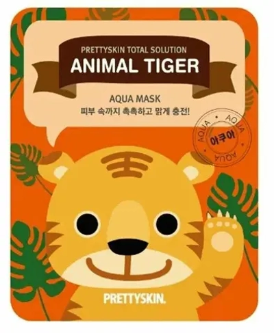 PrettySkin Mask Total Solution Animal Tiger Aqua Маска тканевая для лица увлажняющая, 25 гр