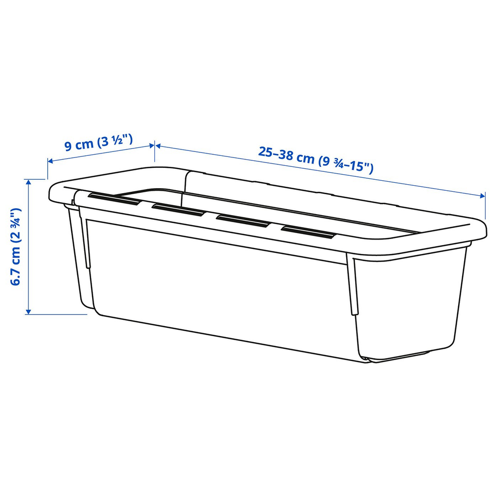 IKEA KACKLA  (ИКЕА КАКЛА)  -  Раздвижной контейнер - белый 25-38x9 см