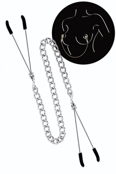 Регулируемые зажимы для сосков Sweet Caress Nipple Chain (Цвет: серебристый)
