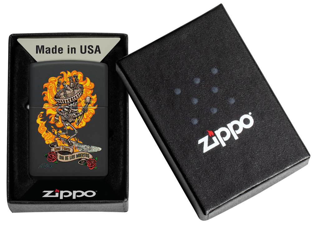 Зажигалка Zippo Rick Rietveld с покрытием Black Matte, латунь/сталь, черная, матовая, 38x13x57 мм