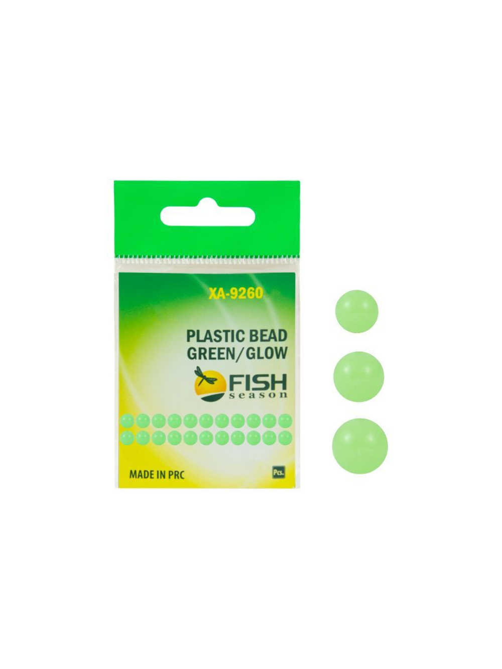 Бусины пластиковые для монтажа рыболовных оснасток Plastic Bead GREEN/GLOW XA-9260 №6