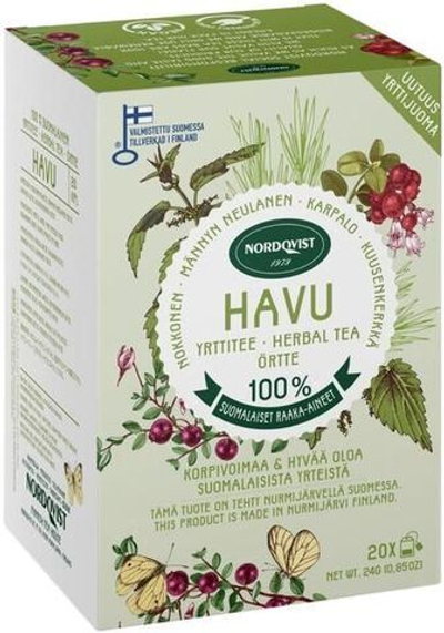 Чай травяной NORDQVIST "HAVU" крапива, клюква, сосновые иголки 20 пакетиков (из Финляндии)