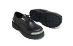 PCLP Cow Leather Round Tip Metal Plate Fashion Casual Derby Shoes Unisex Black