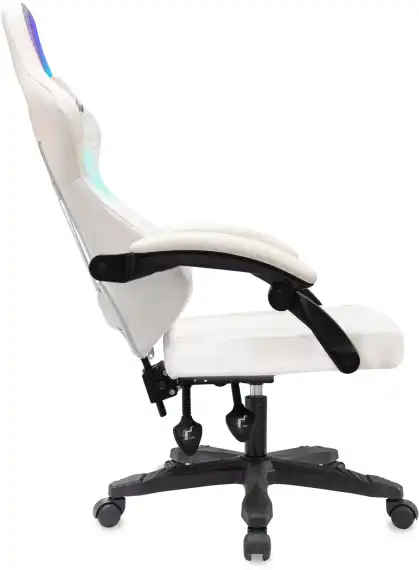 Кресло игровое Knight Wolf RGB белый экокожа/ткань с подголов. крестов. пластик