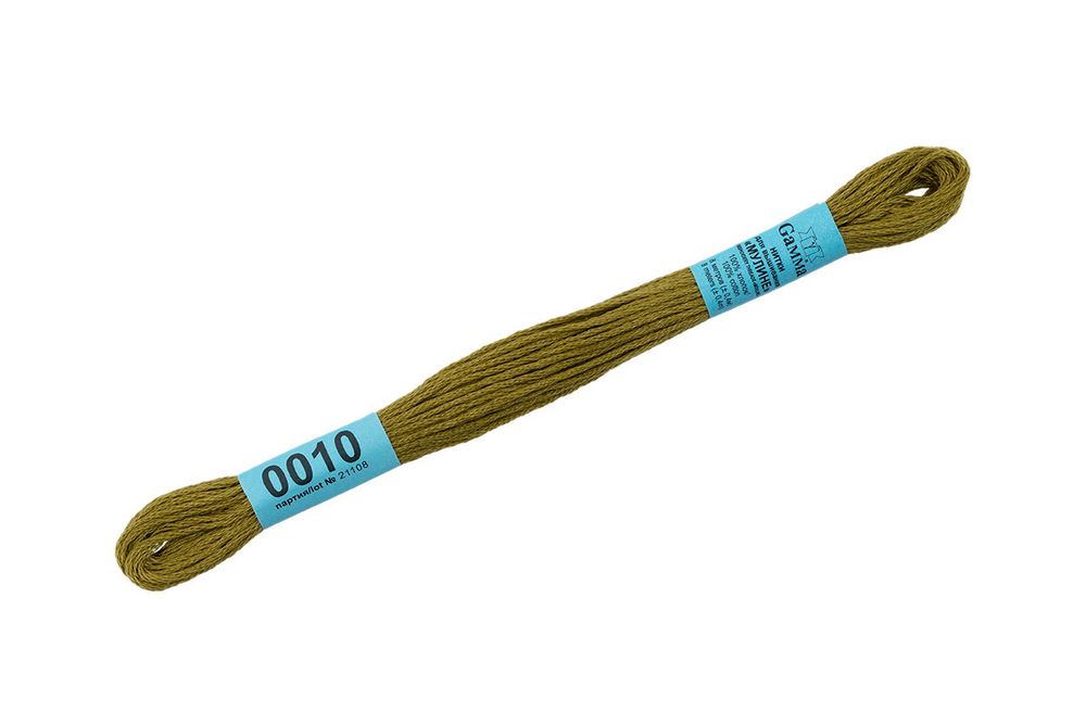 Мулине Gamma 100% хлопок, цв.0010 оливковый, 24 мотка по 8 метров