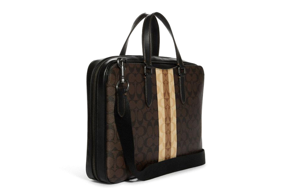 COACH Calfskin PVC Crossbody Bag, Handbag Regular Men"s Brown Monogram