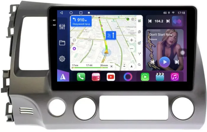 Магнитола для Honda Civic 8 4d 2005-2012 (левый руль) - FarCar S400-TS18 монитор 10.36" QLED на Android 14, CarPlay, 4G SIM-слот
