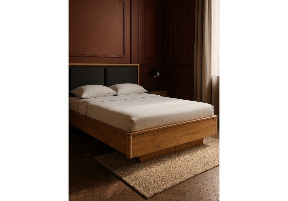 Кровать Woodville Клауд 140х200 парящая дуб крафт золотой, антрацит