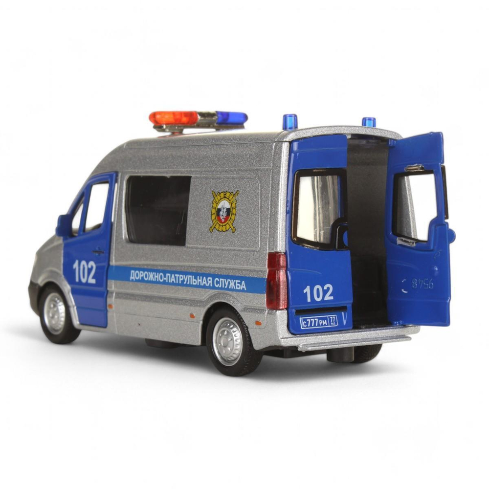 Модель ин. мет. "Mercedes-Benz Sprinter полиция" 14см, открыв. двери, в коробка (Технопарк)