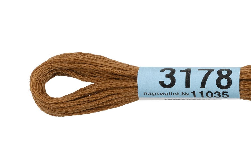 Мулине Gamma 100% хлопок, цв.3178 т.горчичный, 24 мотка по 8 метров