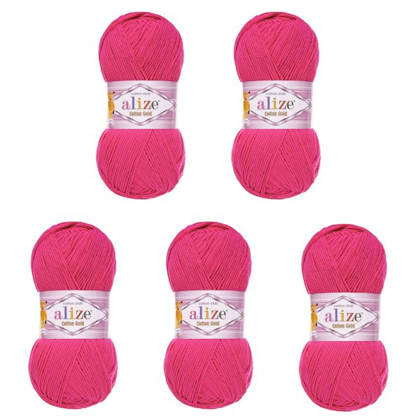 Пряжа Alize (Ализе) Cotton Gold / уп.5 мот. по 100 г, 330м, 149 фуксия A