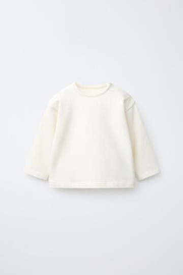 ZARA ОДНОТОННЫЙ ЛОНГСЛИВ SOFT TOUCH, ЭКРЮ