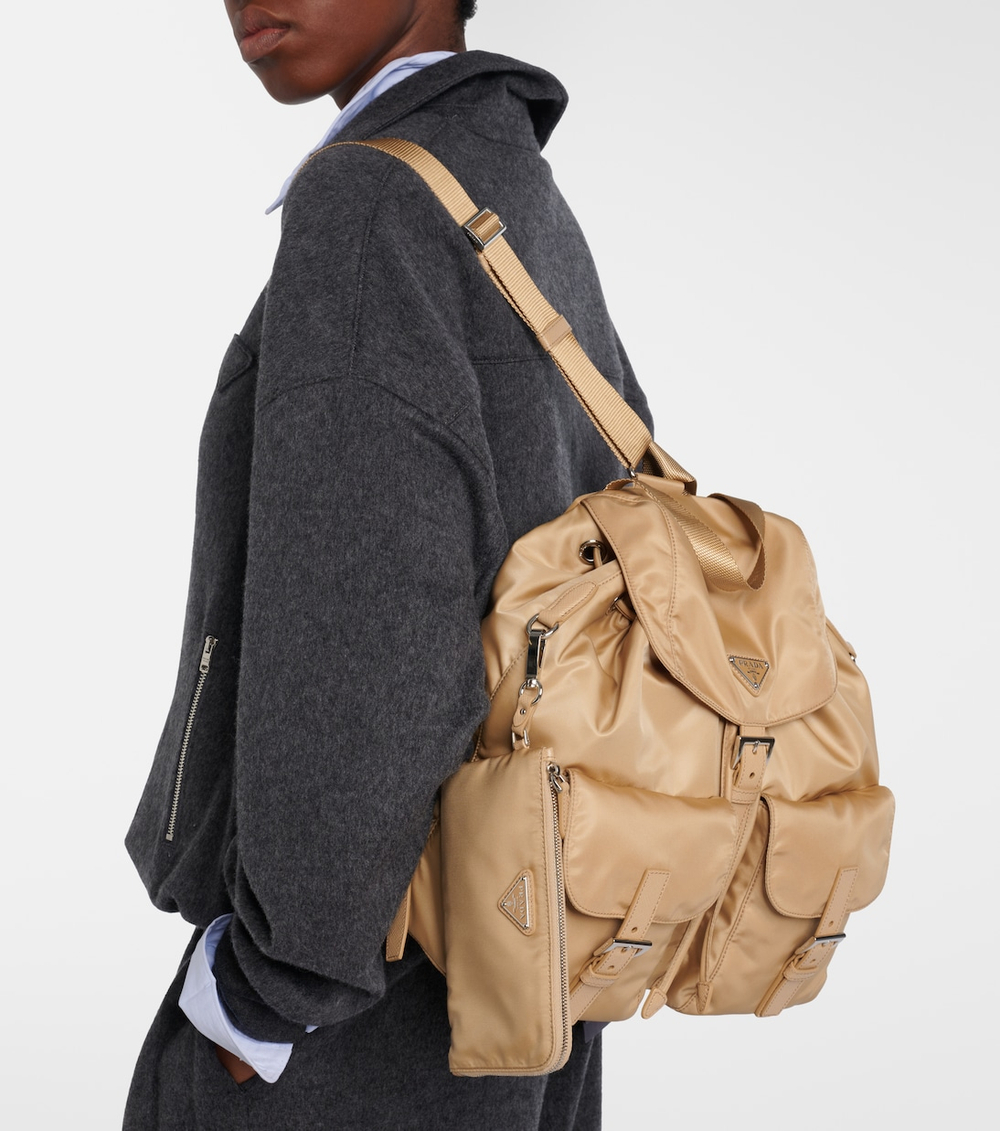 Рюкзак Prada Re-Nylon Leather-Trimmed "Beige"