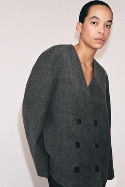 ZARA БЛЕЙЗЕР ИЗ ШЕРСТИ — ZW COLLECTION, СЕРЫЙ