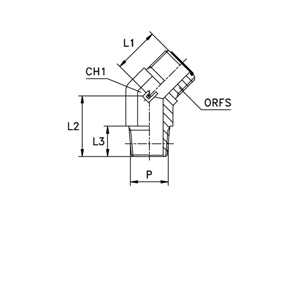 Штуцер ввертной FC45 ORFS 13/16'' D12 NPTF 1/2" CAST