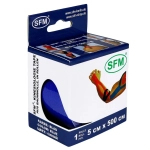 Лента кинезиологическая SFM Plaster на хлопковой основе 5х500 см в диспенсере с логотипом синий