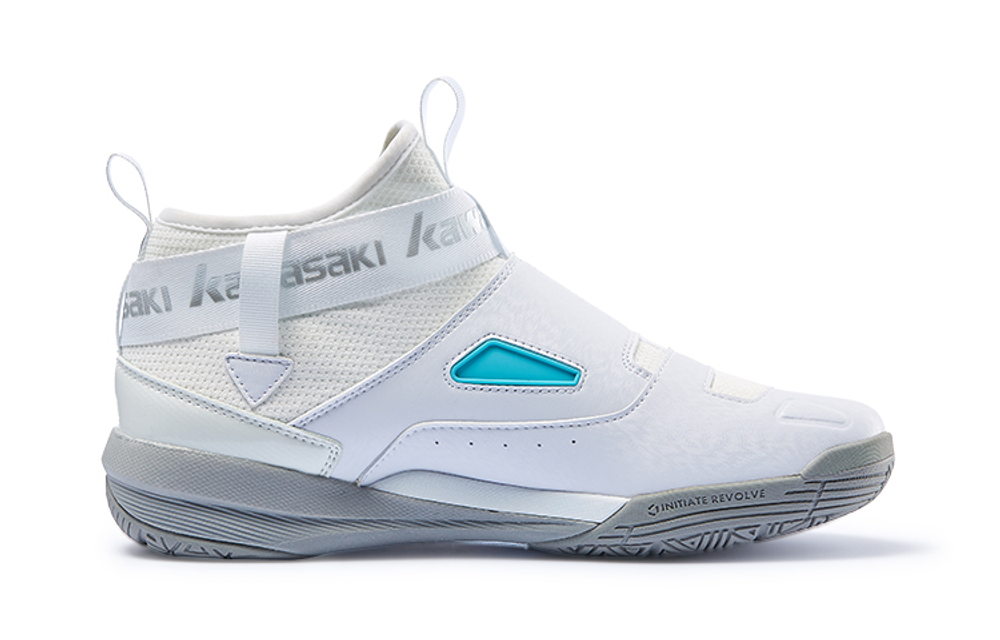 Kawasaki Crossover 2.0 Rubber Cushioning, Wear Resistant Mid top Badminton Shoes Unisex Gray Cyan Blue