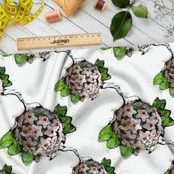 Ткань шифон крупыне белые бутоны