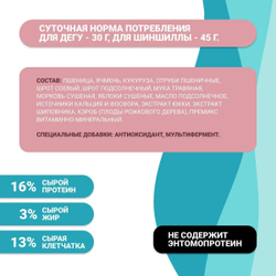 Корм для шиншилл и дегу гранулированный ONTO, 500 г