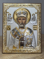 Николай Чудотворец, икона прямоугольная без рамки, красное дерево 175х225