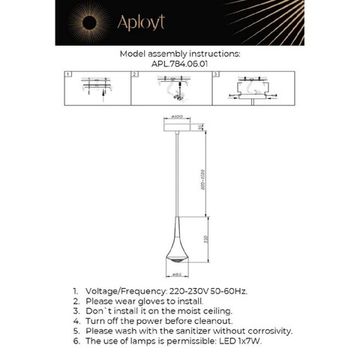 Подвесной светильник 7W 3000K APL.784.06.01 черный/золото Agas Aployt