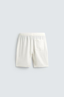ZARA БЕРМУДЫ RELAXED FIT ИЗ ВИСКОЗЫ И ЛЬНА, БЕЛЫЙ
