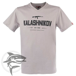 Футболка серая, принт Kalashnikov