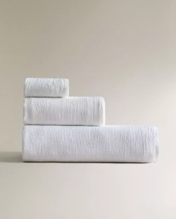 ZARA HOME ЛЬНЯНОЕ ПОЛОТЕНЦЕ, БЕЛЫЙ