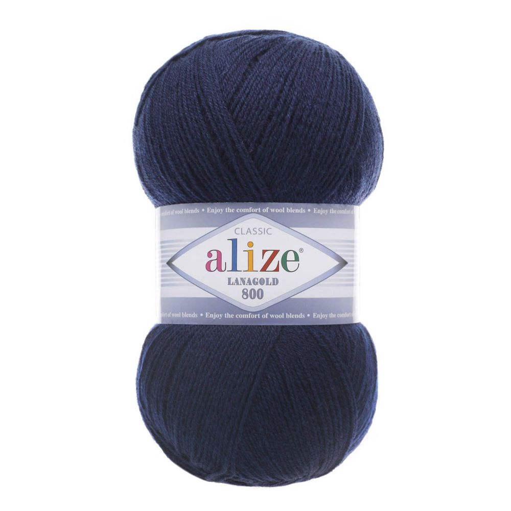 Пряжа Alize (Ализе) Lana Gold 800 / уп.5 мот. по 100 г, 800м, 058 темно-синий A