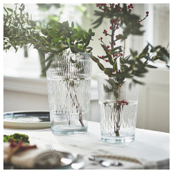 IKEA SMÄLLSPIREA  (ИКЕА СМЭЛЛСПИРЕА)  -  Ваза - прозрачное стекло/с узором 22 см
