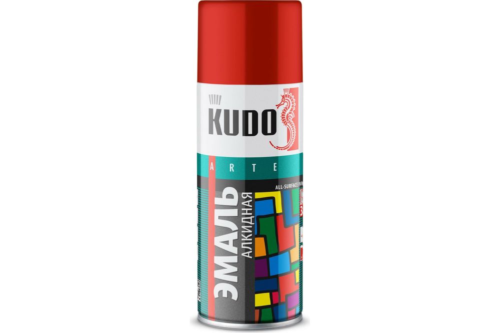 КРАСКА АЭРОЗОЛЬ АЛКИД. Kudo KU-1003, 520 мл, RAL 3020, красная, 22048