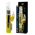 Золотистый вибратор-кролик 21,7см с ротацией Baile Gold Rabbit Prince BW-037302J