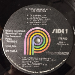 Винтажная виниловая пластинка LP Elton John Friends (Soundtrack Recording) (USA 1978)