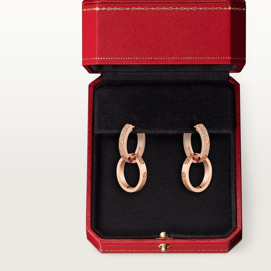 Серьги Cartier LOVE multiwear half-paved в розовом золоте