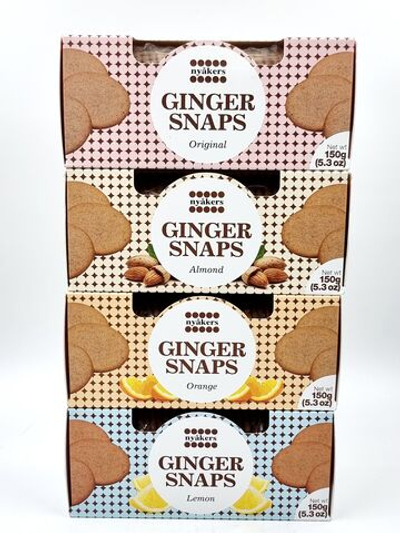 Nyakers печенье имбирное Ginger 4ре вкуса орех, лимон, апельсин (4х150) 600 г (Швеция)