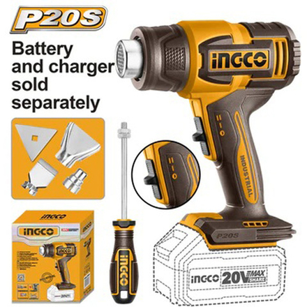 Фен аккумуляторный INGCO HGLI2006 INDUSTRIAL 20 В 300/550°C