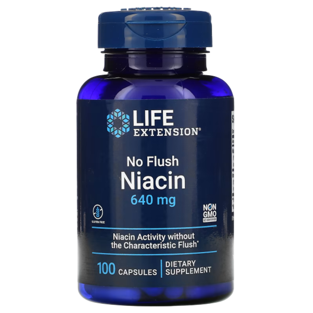 Life Extension No Flush Niacin 640 mg 100 Capsules , Ниацин