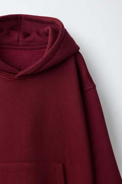 ZARA ОДНОТОННОЕ ХУДИ, ГРАНАТОВЫЙ