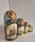 Матрешка "Виды города" 5 мест