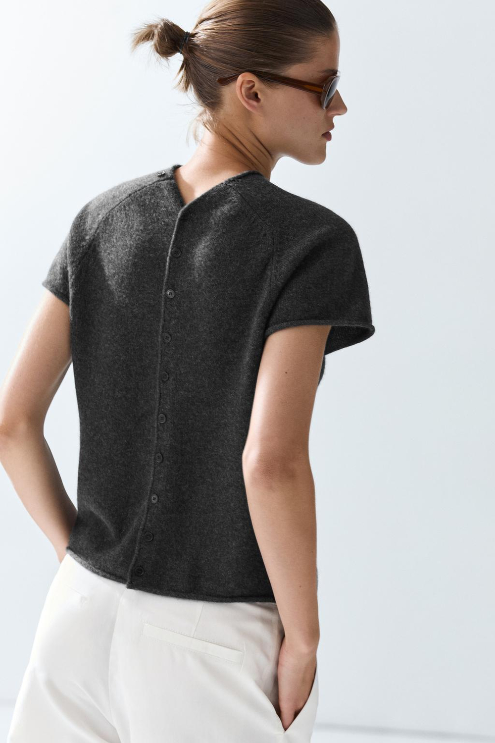 Massimo Dutti Трикотажный жилет из кашемира на пуговицах, антрацитово-серый
