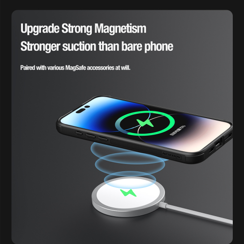 Текстурный чехол от Nillkin с металлической откидной крышкой на iPhone 15 Pro, серия Textured Prop Magnetic (с поддержкой магнитной беспроводной зарядки MagSafe)