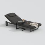 Шезлонг Ideal Patio КОСТА на колесах, каркас белый алюминий + тик, матрас бежевый (с подушкой)