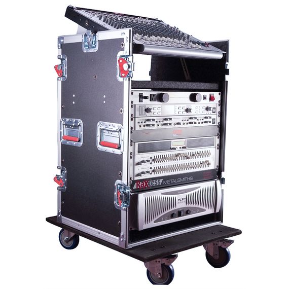 GATOR G-TOUR 10X14 PU - рэковый флайт-кейс, 10U верх,14U низ, на колесах,дерево,черный