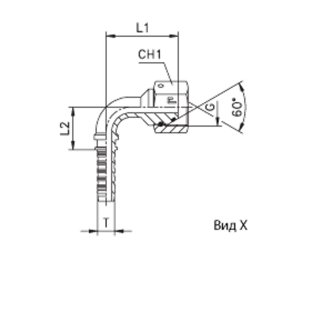 Фитинг DN 10 BSP (Г) 3/8 (90) (штифтованная гайка, o-ring)