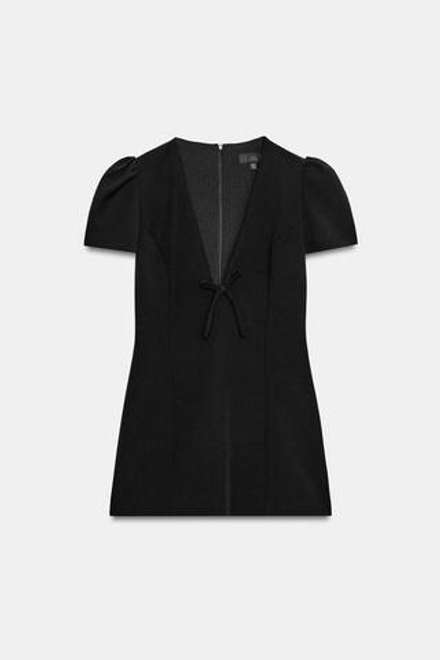 ZARA МИНИ-ПЛАТЬЕ С БАНТОМ, ЧЕРНЫЙ