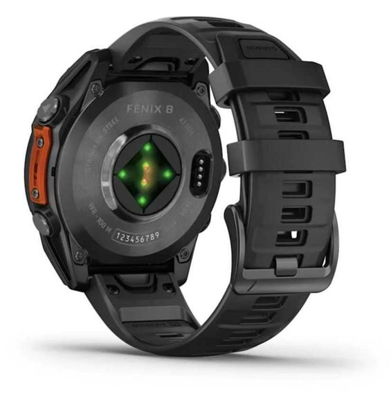 Умные часы Garmin Fenix 8, 47 мм, AMOLED, серый, черный силиконовый ремешок