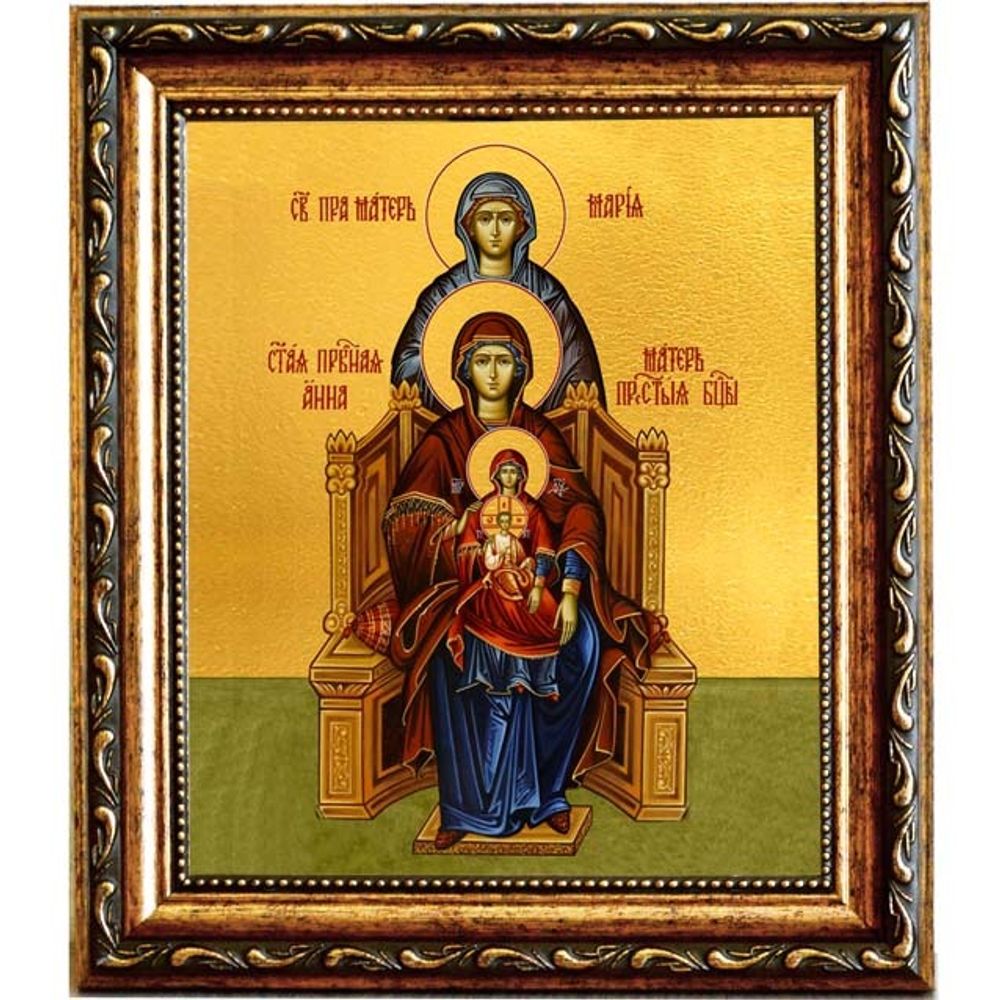 Пресвятая Богородица с Младенцем Иисусом, Анна и Мария праведные праматери. Икона на холсте.