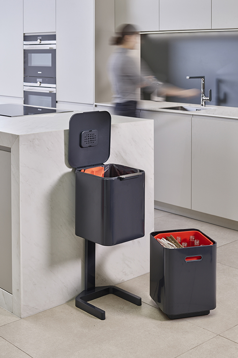 Контейнер для мусора с двумя баками totem compact, 40 л, графит