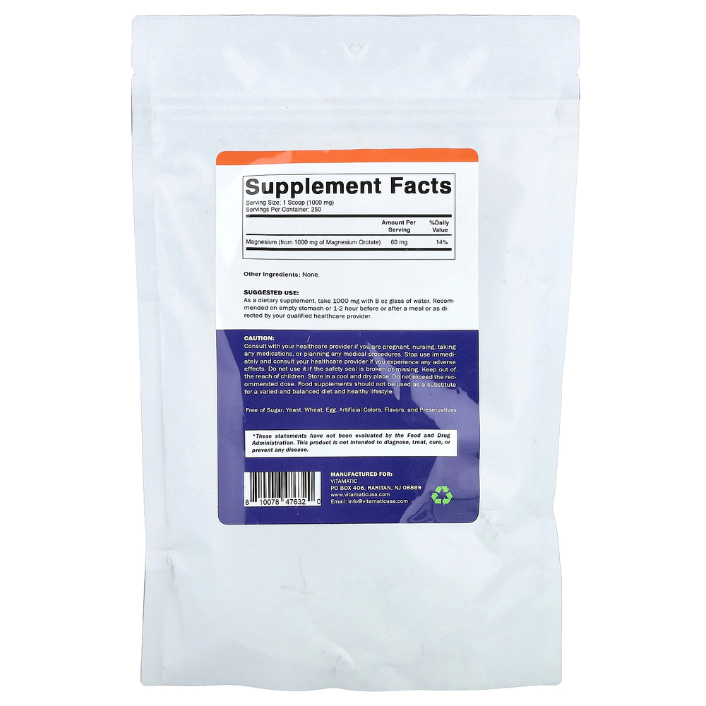 Vitamatic, оротат магния в порошке, 250 г (8,8 унции)