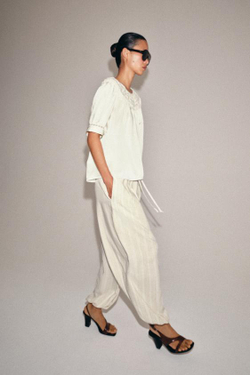 ZARA БРЮКИ-ШАРОВАРЫ В ПОЛОСКУ — ZW COLLECTION, ЭКРЮ
